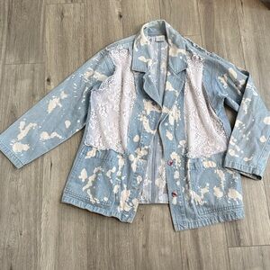Vintage CMC Denim Jacket Oversized Lace Tie Dye
